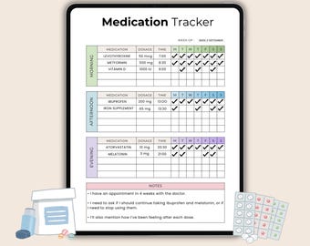 Registro de medicación editable y sencillo / Hoja de ingesta diaria de medicamentos imprimible / Lista de medicamentos en PDF / Plantilla de registro / Descarga instantánea