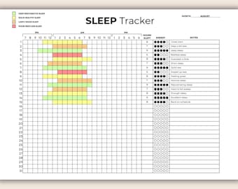 Printable & Editable Sleep Tracker PDF | Color-Coded Monthly Sleep Log and Energy Journal Tracker | Instant Digital Download