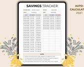 Savings Tracker Printable | Editable & Auto-Calculating PDF | Savings Goal Planner | Money Tracker | A4 and US Letter | Digital download