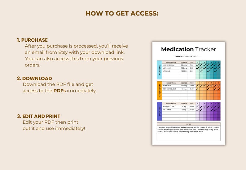 Printable Medication Tracker Log | Daily Medicine Intake Sheet for ...