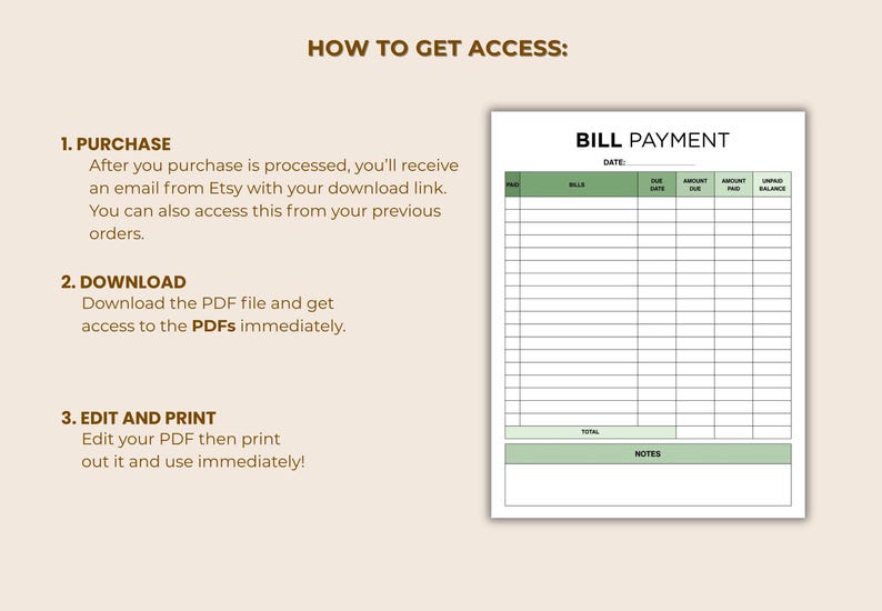 Printable & Editable Bill Payment Tracker – Monthly Bill Organizer ...