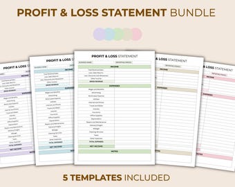 Editable Profit and Loss Statement Bundle | Printable P&L Template | Business Finance Tracker PDF | US Letter and A4 | Profit Calculator