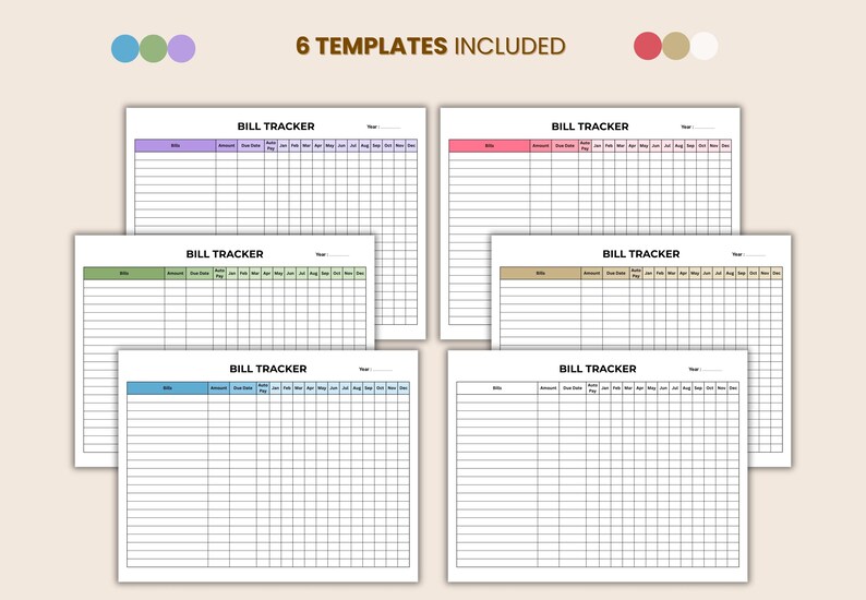 Editable Bill Payment Tracker | Printable Expense Log, Checklist ...