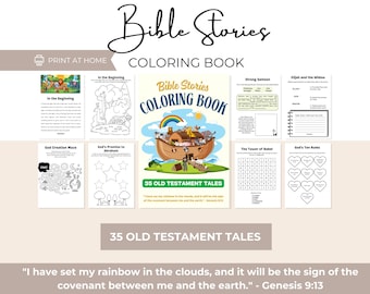 Bible Stories Coloring Book for Kids | 35 Old Testament Stories | 100+ Pages | Christian Activity | Sunday School | Printable Bible Workbook