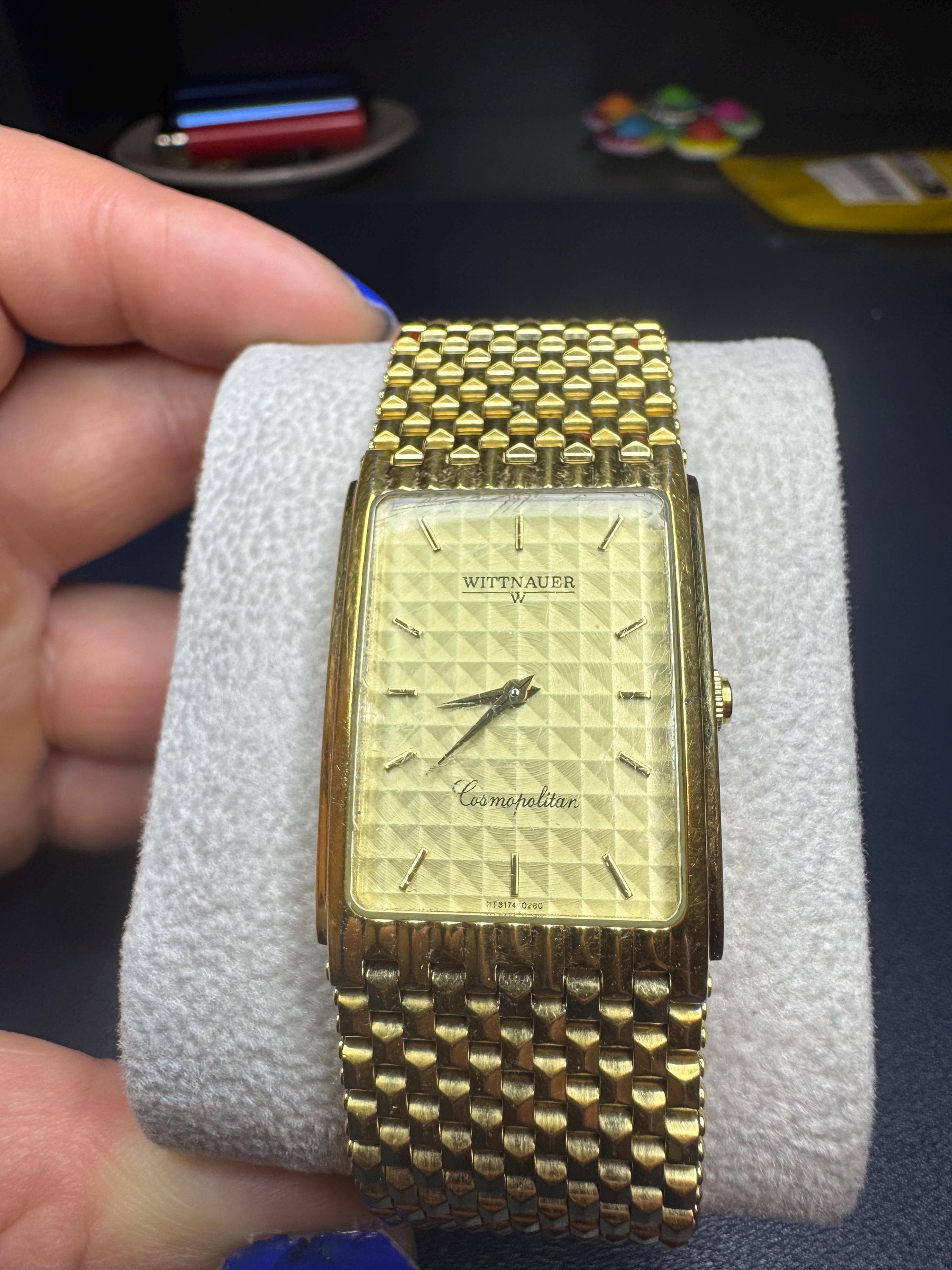 WITTNAUER 腕時計 1990s Wittnauer Cosmopolitan Gold Tank Watch, Vintage Quartz