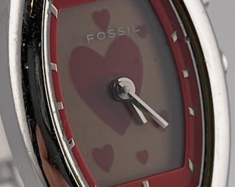 Vintage Fossil Big Tic Watch: Animated Heart Dial, Stainless