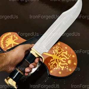 Handmade Carbon Steel Crocodile Dundee Bowie Knife Hand Forged Full Tang Hunting & Camping Knife, Forest Knife, Personalized Gift For Him