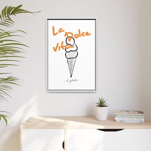 Canvas Wall Art, Italian Gelato Drawing, La Dolce Vita Home Decor, Matte Framed Print, Ice Cream Lover Gift, Handdrawn Artwork, Kitchen Wall