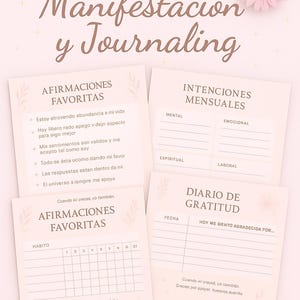 Kit de Manifestación y Journaling Bilingüe – Imprimible Girly • 7 páginas para tu crecimiento personal