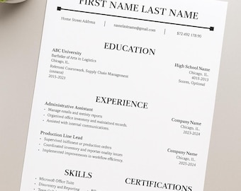 Harvard CV-mall - ATS-vänligt CV - Minimalistiskt Canva-CV - Professionellt modernt CV