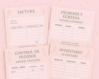 Tvåspråkigt affärsplanerarkit: Faktura, lager, orderspårning (PDF digital nedladdning)