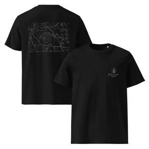 Camiseta com mapa topográfico desenhado à mão da Pilot Mountain