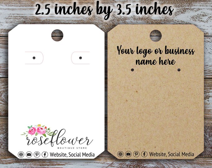 Hook Post Custom Earring Cards 2.5 inches by 3.5 inches Jewelry Display Card Lever back Earring Display Custom Card