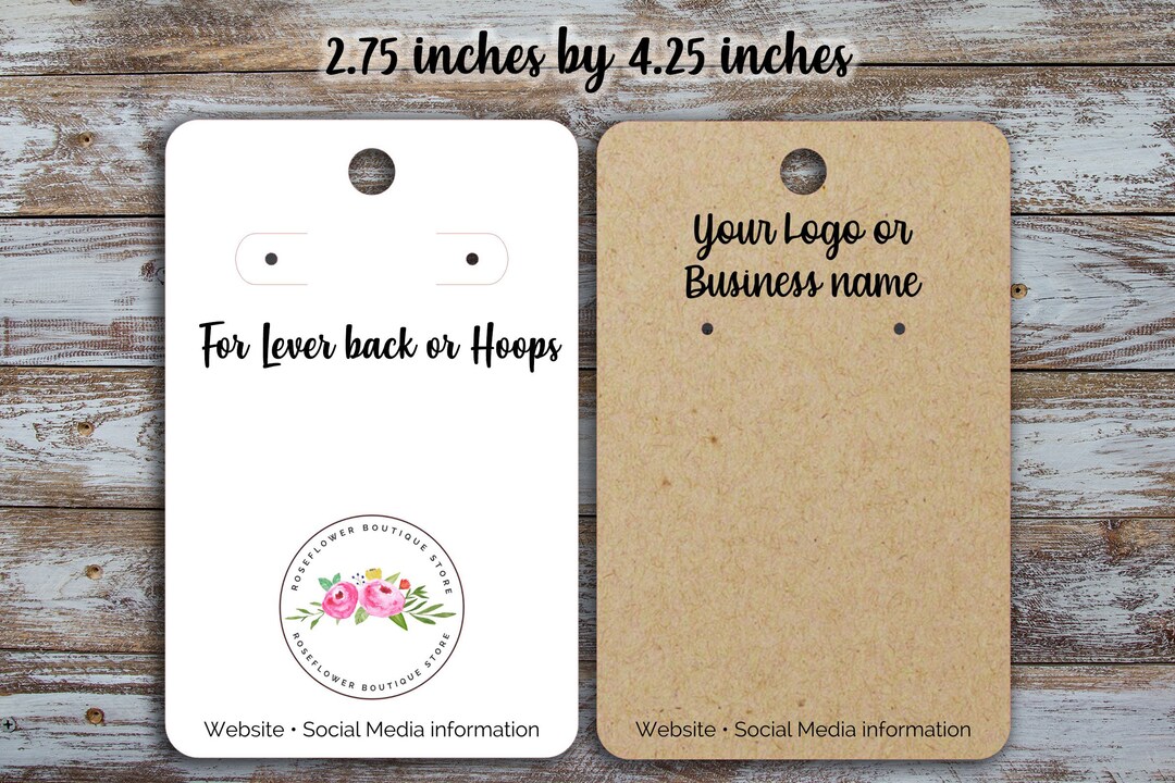 Custom Earring Display Cards: Logo Jewelry Tags (2.75 X 4.25 Inches) - Etsy