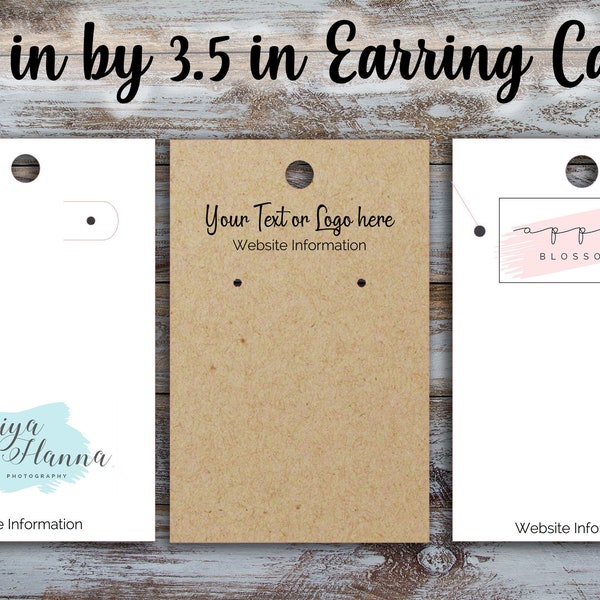 Custom 2.25 inches by 3.5 inch  Earring Cards, Jewelry Display Cards, Custom Labels