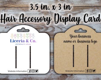 Custom Hair Accessory Display Card: Bow, Barrette, Pin Holder (3.5 in by 3 in)