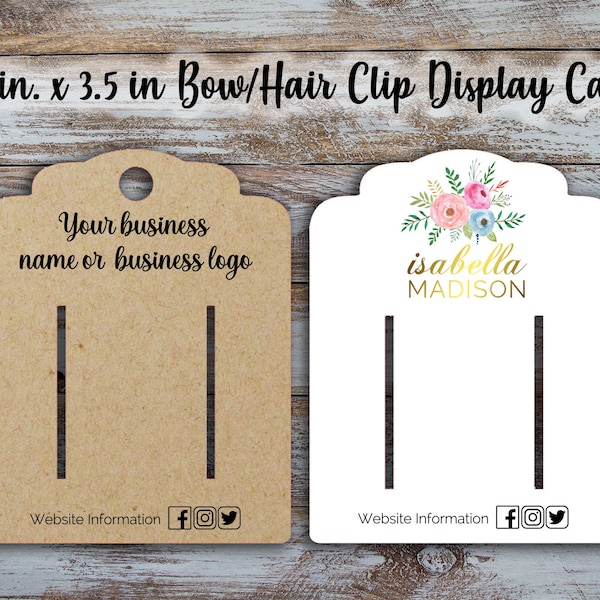 Custom Hair Clip Display Cards: Bow, Barrette, Bobby Pin (2.75 x 3.5 inches)