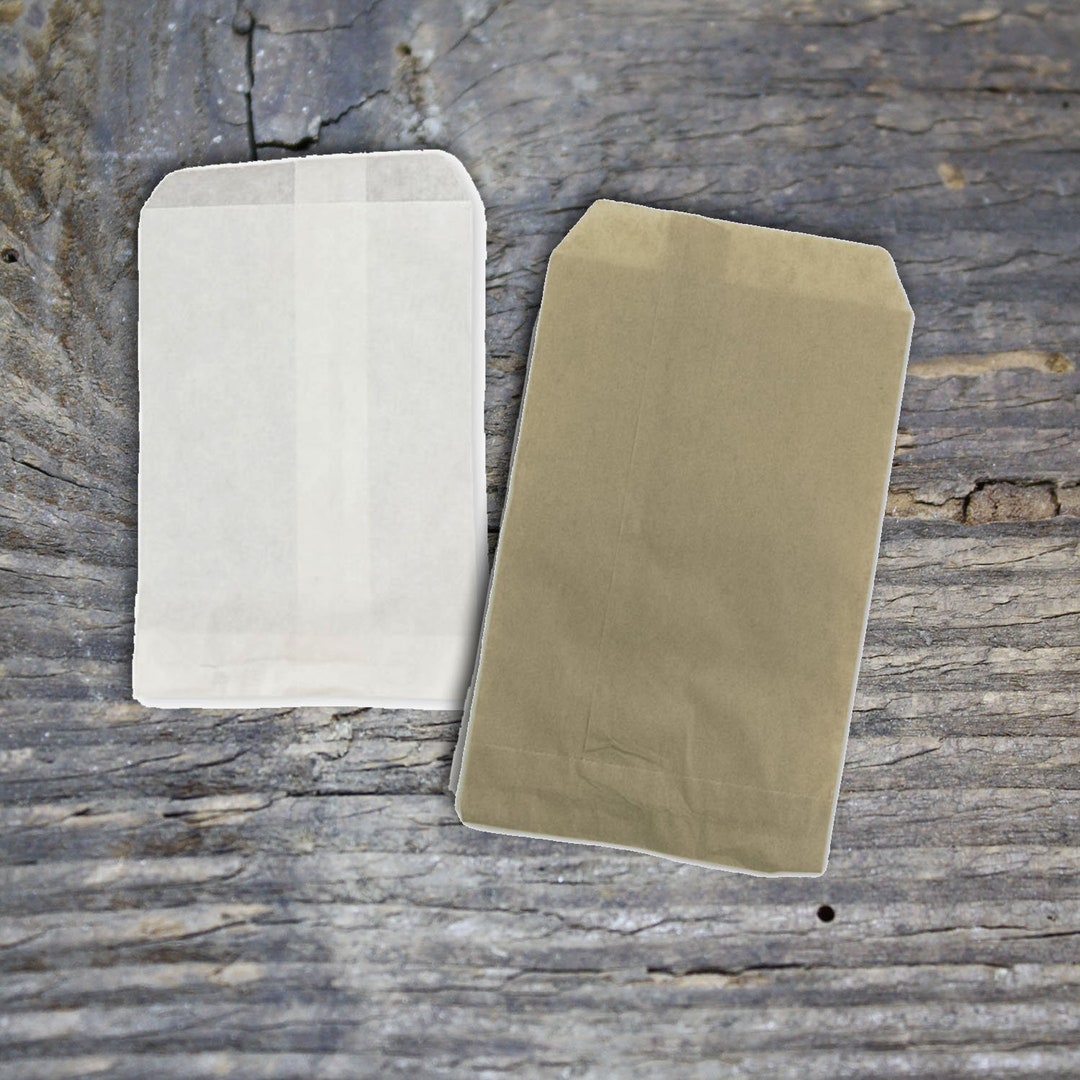 100 Flat Small Retail Bags 4 Inches by 6 Inches, Paper Bag, Whitekraft