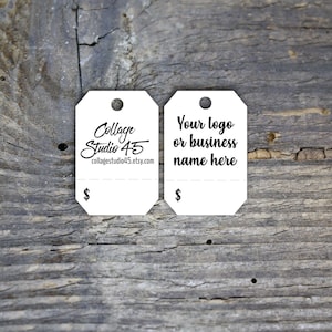 100+  Custom tags - 1 inch by 1.5 inch with detachable price/inventory number,  Customized Small Price Tags,  Jewelry Tags, Price Tags