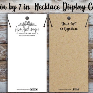 Custom Necklace Cards 3.50 inches by 7 inches, Jewelry Display, Jewelry Cards
