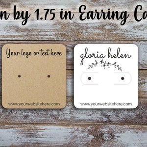 Small Custom Earring Cards Custom  1.75 inches by 1.75 inch, Post earring,Hook Earring Cards, jewelry Displays, labels, Custom Card