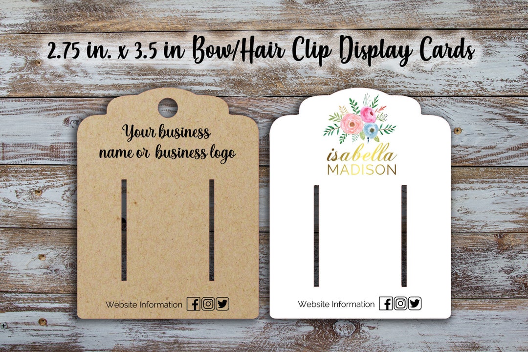 Customized Hair Accessory Display Card 2.75 Inches by 3.5 Inches for
