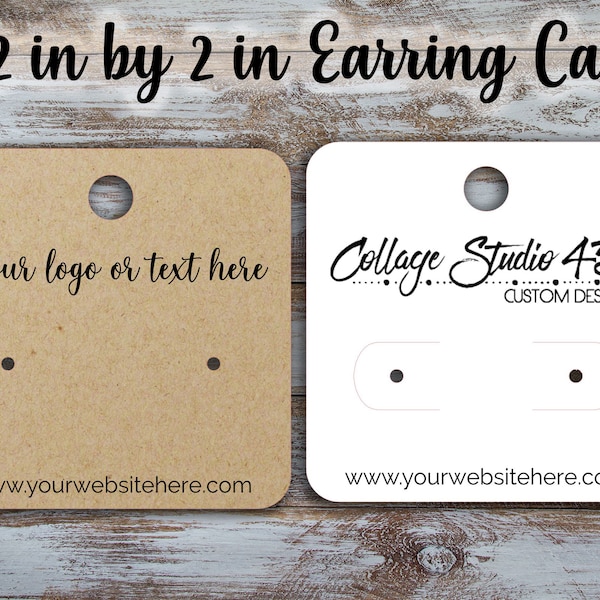 Custom Earring cards 2 inches by 2 inches, Post or hook  earring display, jewelry display card
