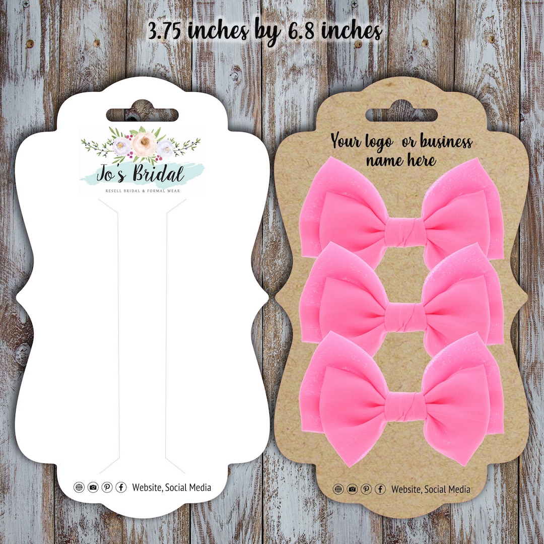 Customized Hair Accessory Display Card 3.5 Inches by 6.8 Inches for Bow