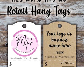 Custom Retail Hang Tags: Logo or Text (1.25in by 1.75 inches)