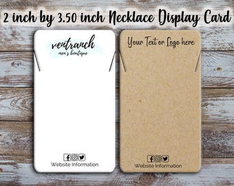 Custom Necklace Display Cards: Personalized Logo, 2x3.5 inch