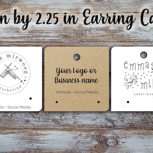 Custom hanging Mini Earring Cards 2.25 inches by 2.25 inches, earring Cards, Jewelry Display