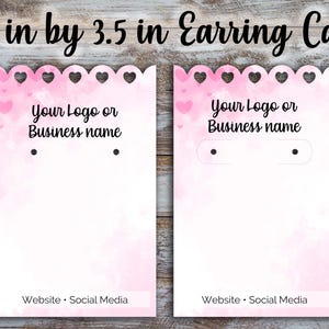 Cartes de présentation de boucles d'oreilles personnalisées pour la Saint-Valentin 2,25 pouces par 3,5 pouces, forme rectangulaire, personnalisées, logo, cartes de présentation de bijoux