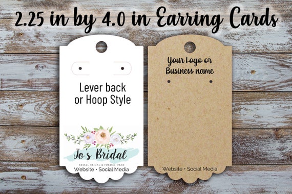 Custom Earring Cards 2.25 Inches by 4 Inches, Display Card