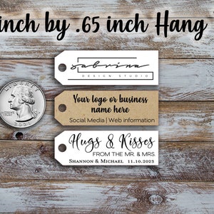 Custom tags 1.9 inch by .65 inch, Customized Small Price Tags, Jewelry Hang Tags, Labels, retail pricing image 1