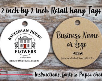 Custom  Retail Hang Tags  2x2 inch Clothing Tags