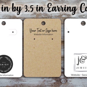 Custom 2.25 inches by 3.5 inch  Earring Cards, Jewelry Display Cards, Custom Labels