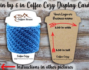Custom Logo Coffee Cozy Display Cards: 4x6" Product Tags
