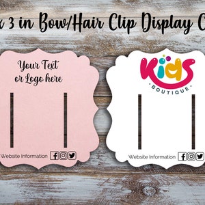 Customized Hair Accessory Display Card 3 inches by 3 inches for Bow Barrette Bobby Pin Product Display Card Hair Clip Cards