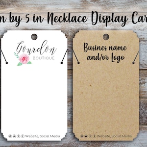 Custom Necklace Display Card: Watercolor Logo Jewelry Label (3x5 in)