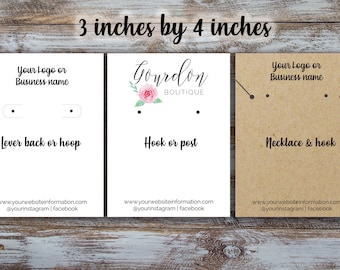 Custom Earring Cards, Jewelry Display Cards (3x4 inches)