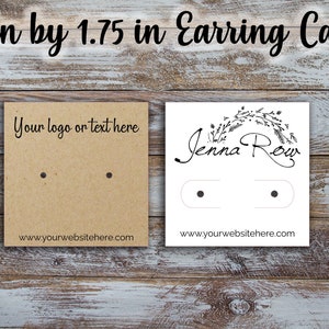 Petites cartes de boucles d'oreilles personnalisées 1,75 po. sur 1,75 po., boucle d'oreille avec tige, cartes avec boucles d'oreilles à crochet, présentoirs à bijoux, étiquettes, carte personnalisée