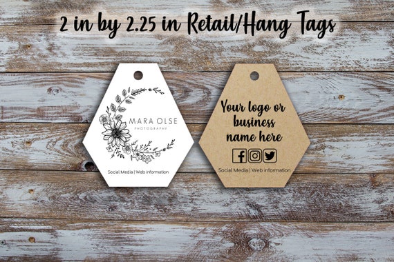 Custom Retail Tags 2.0 Inches by 2.25 Inches, Retail Tags, Clothing Tag,  Hang Tags, Personalize Tags, Wedding Tags 