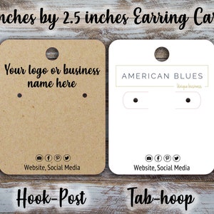 Custom Earring Cards  2 inches by 2.5 inches, Display Card, Jewelry Display, Personalized Earring Card