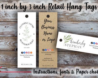 Custom Retail Hang Tags: Logo or Text, 1x3 inch