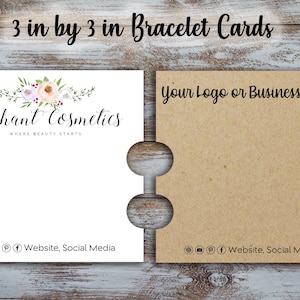 Custom Bracelet Cards 3 inches by 3 inches, Bracelet Display, Jewelry Display Card, Custom Card, double slots