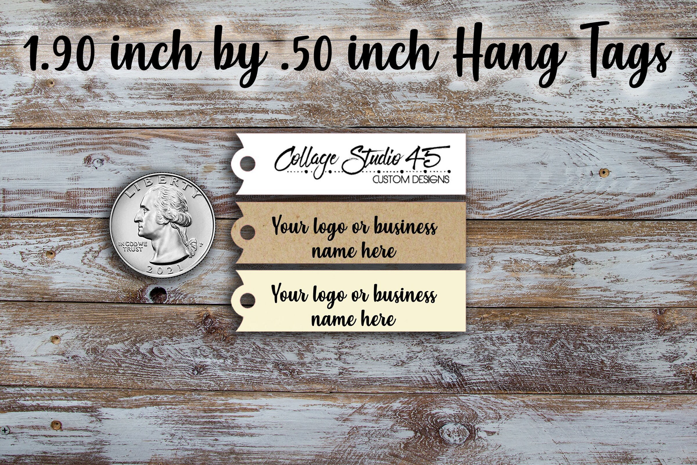 Custom Price Tags: Logo or Text, Fancy Cut (1.9 x .50 inch)