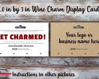 Custom Wine Charm Cards: Personalized Jewelry Display, Logo Option (5x3 inches)