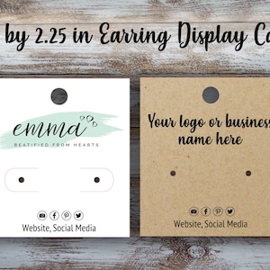 Custom Earring Cards  2 inches by 2.25 inches, Display Card, Jewelry Display, Personalized Earring Card