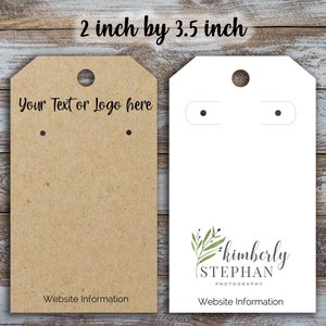 Cartes de présentation de boucles d'oreilles personnalisées 2 pouces par 3,5 pouces, forme rectangulaire, cartes de présentation personnalisées, logo, bijoux