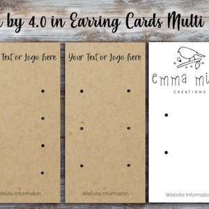 Custom Multi Hole Earring Display Cards 2 inch by 4 inches, Rectangle Shape Cards, personalize, Jewelry Card, Custom Label, Logo